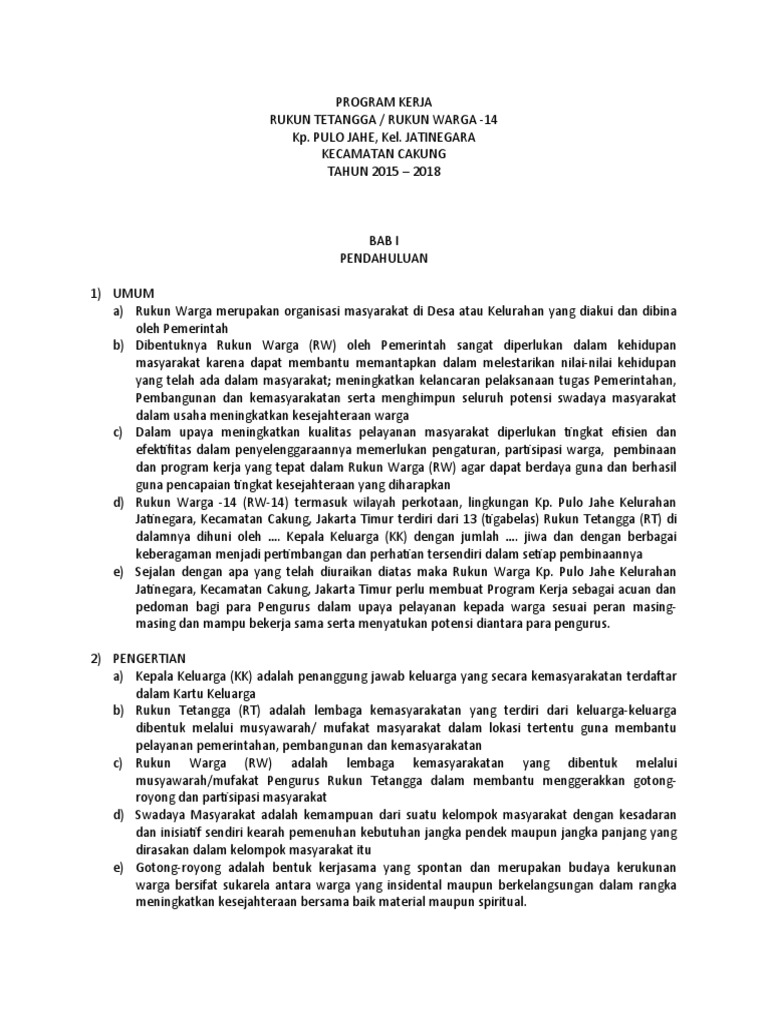 Program Kerja Rukun Warga Kp. Pulo Jahe | PDF