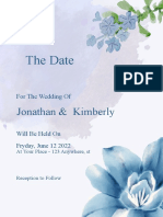 Blue and White Floral Wedding Invitation Portrait
