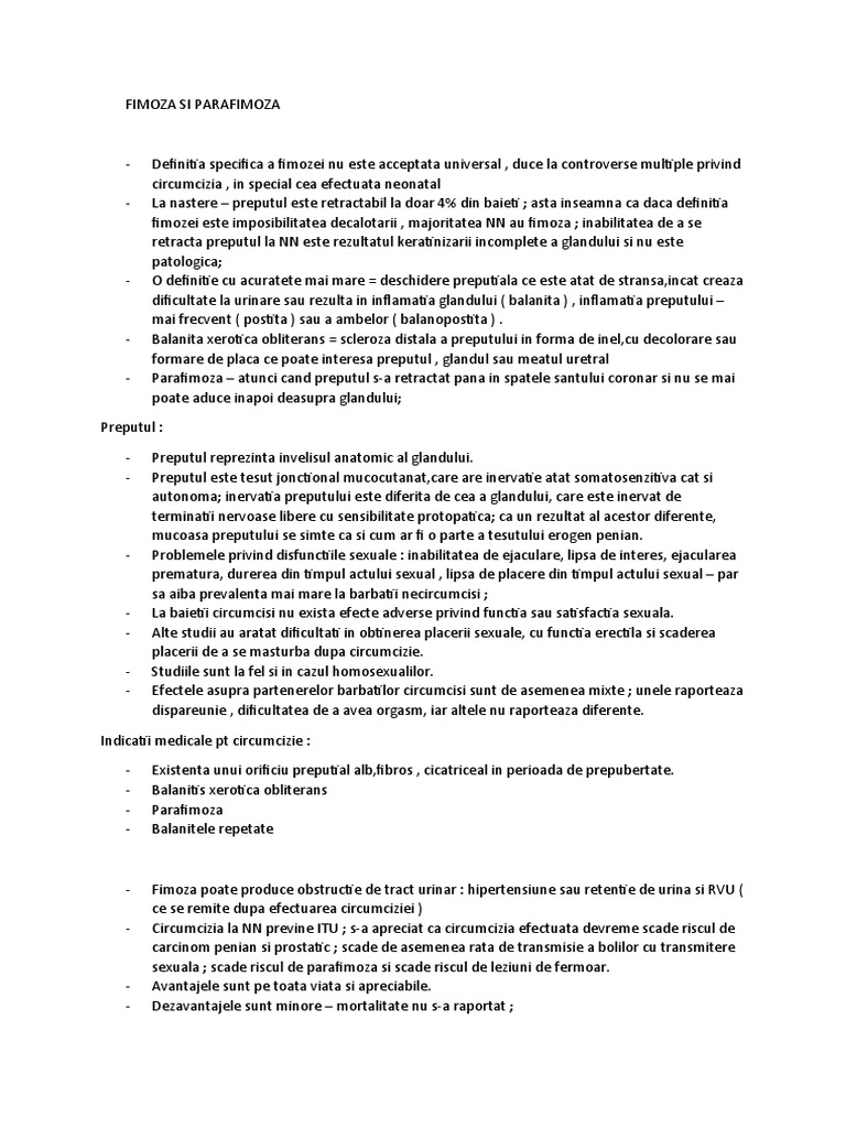 Fimoza Si Parafimoza - Chirurgie Pediatrica | PDF