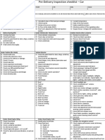 Pre-Delivery Inspection Checklist - New Car