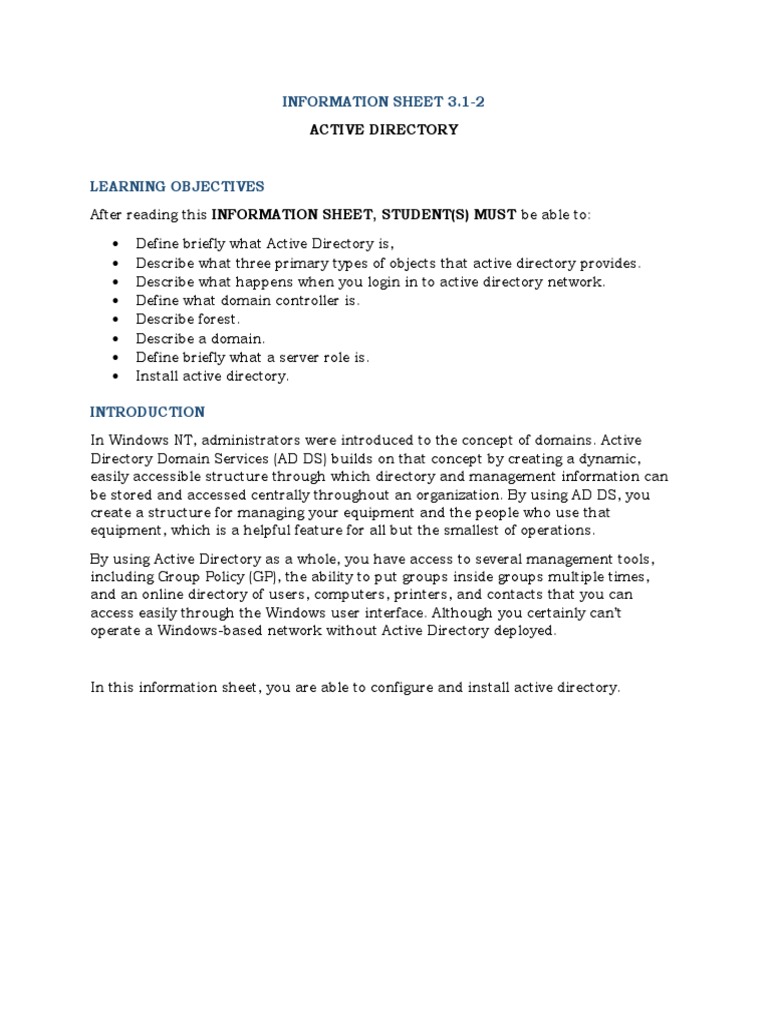 Active Directory Installation Guide | PDF | Active Directory | Domain ...