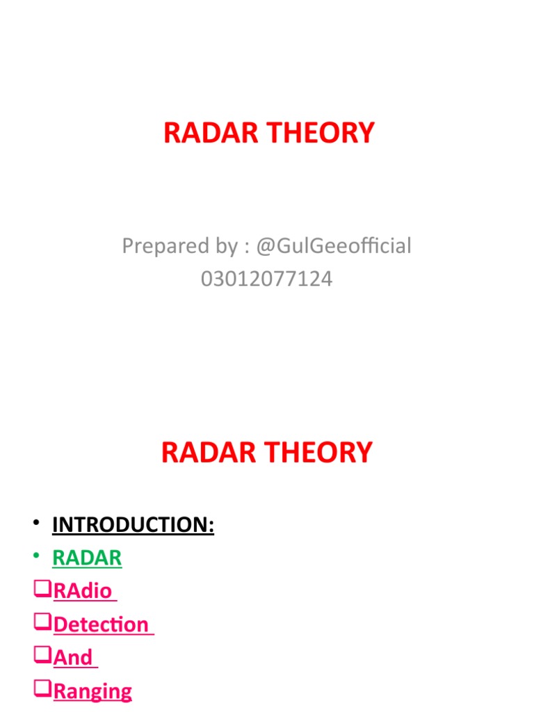 Radar Theory PDF Radar Antenna (Radio)