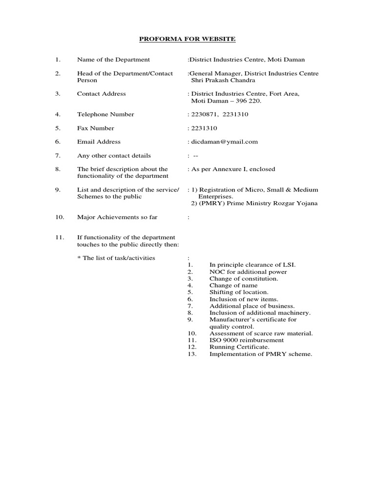 District Industries Daman PDF Iso 9000 Business