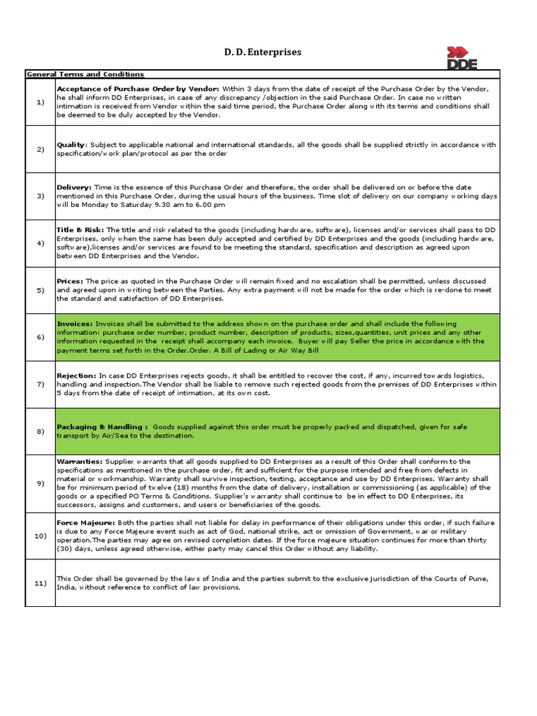 General Terms & Conditions | PDF | Receipt | Business