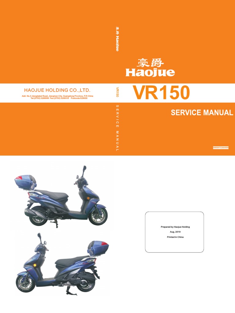 VR150 Service Manual Overview | PDF | Motor Oil | Internal Combustion ...