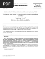 Design and Analysis of A High Gain Rail To Rail Operational Amplifier