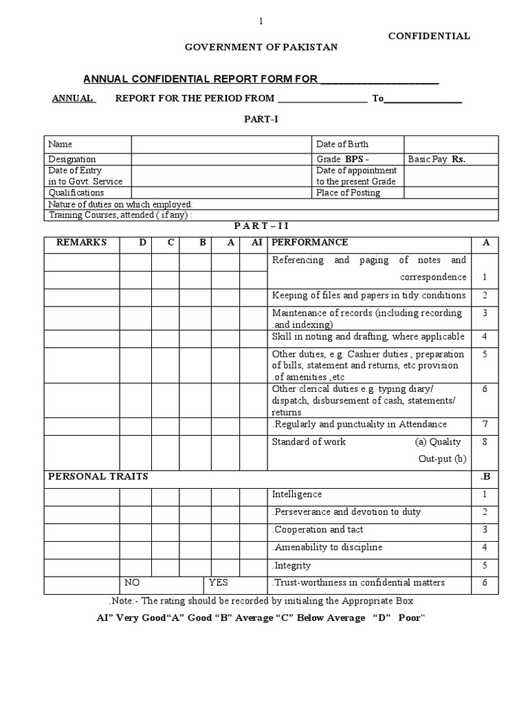 Acr Form For Assistant Ministerial Udc LDC | PDF