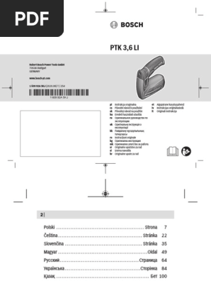 Bosch PTK 3.6 LI Tacker | PDF