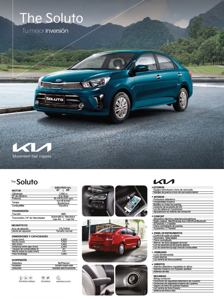 Ficha Técnica del Kia Soluto 2023 | PDF | Transporte | Industria automotriz