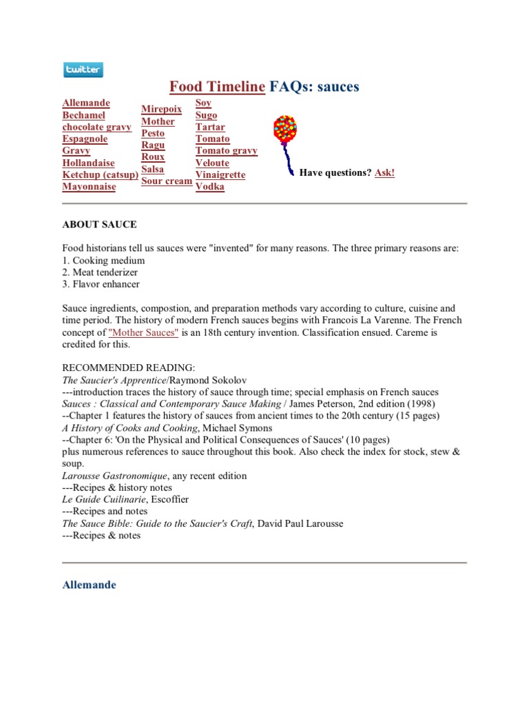 Food Timeline FAQs | PDF | Ketchup | Mayonnaise