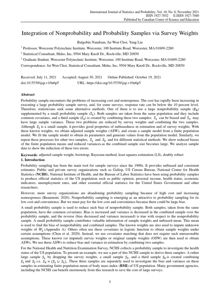 Integration of nonprobability and probability samples via survey