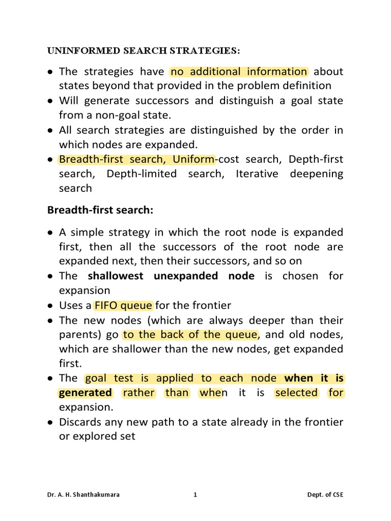 An In-Depth Analysis of Informed and Uninformed Search Strategies for ...
