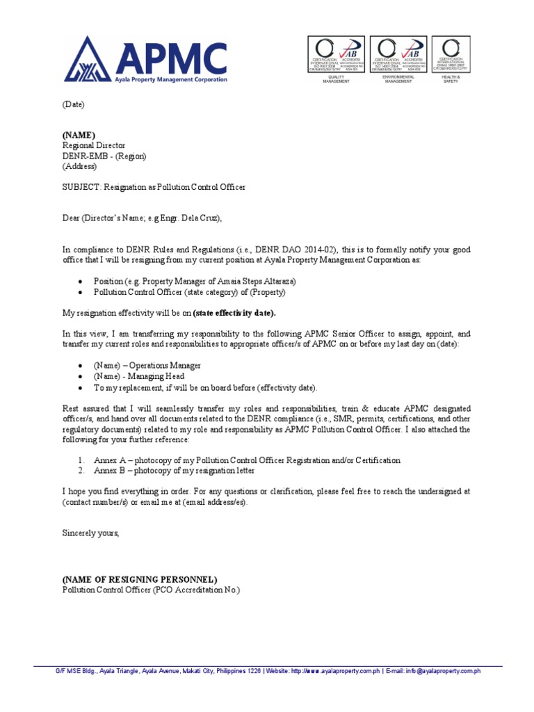 Template Resigning PCO PDF