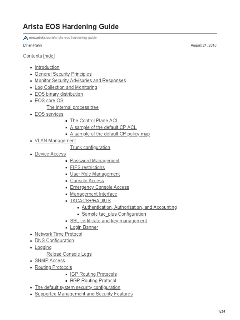 Arista EOS Hardening Guide | PDF | Transport Layer Security | Radius