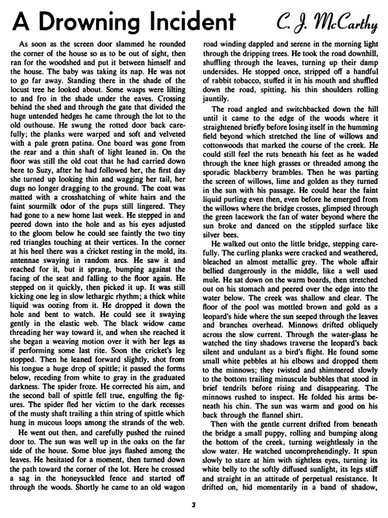 McCarthy, Cormac A Drowning Incident (The Phoenix, March 1960) PDF