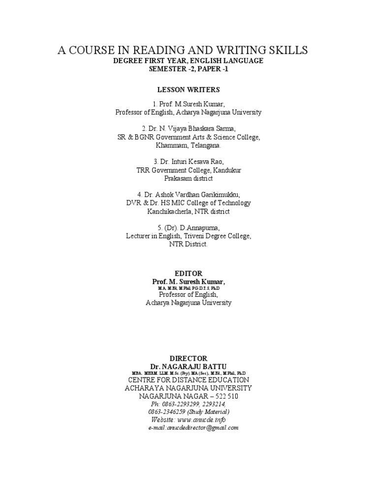 201eng21 B.A. English Full Book A Course in Reading and Writing Skills PDF Bertrand Russell