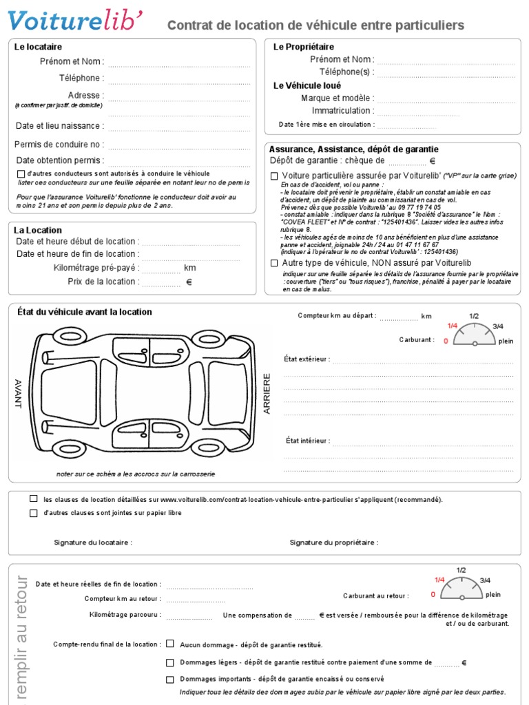 Contrat Location Vehicule Entre Particulier | Assurance | Véhicules