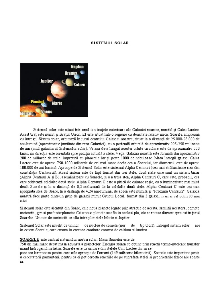 Sistemul Solar | PDF