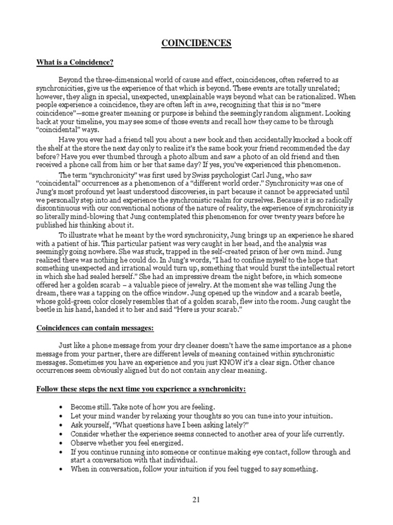 9 Coincidences PDF Synchronicity Carl Jung