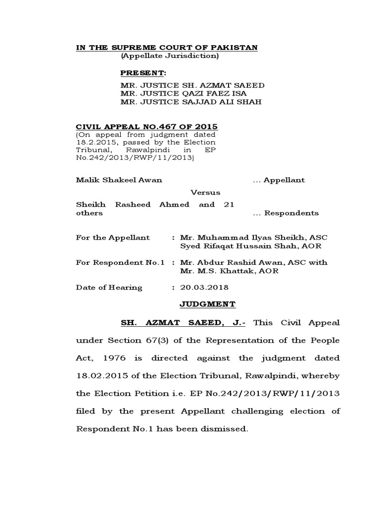 Shaikh Rahid Case Judgement PDF Judgment (Law) Nawaz Sharif