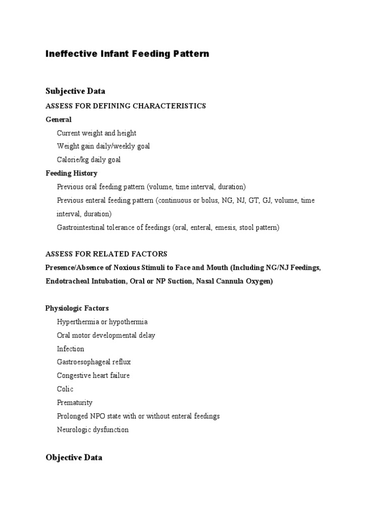 Ineffective Infant Feeding Pattern PDF