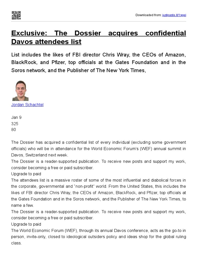 Exclusive The Dossier Acquires Confidential Davos Attendees List