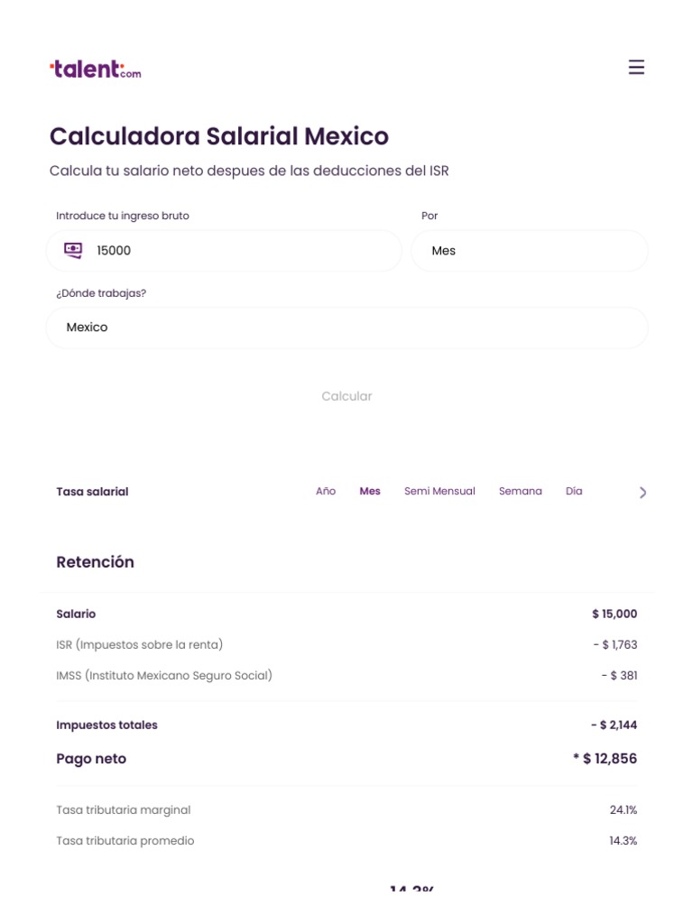Calculadora de ISR - Mexico - 2022 Salario Neto Después Impuestos | PDF