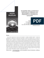 Sistema para classificar e codificar trabalhos sobre controle da produção e qualidade