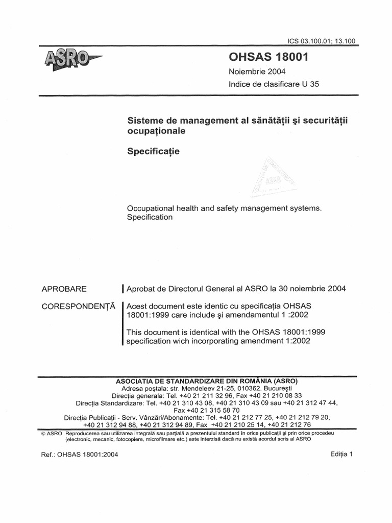 Ohsas 18001 | PDF