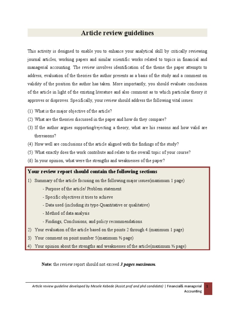 Guidelines For Article Review Pdf