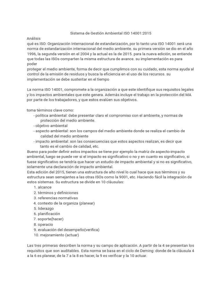 Iso 14001 - 2015 | PDF | Entorno natural | Economias