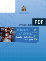 INFORME NACIONAL DE RENDIMIENTO ACADEMICO 2013