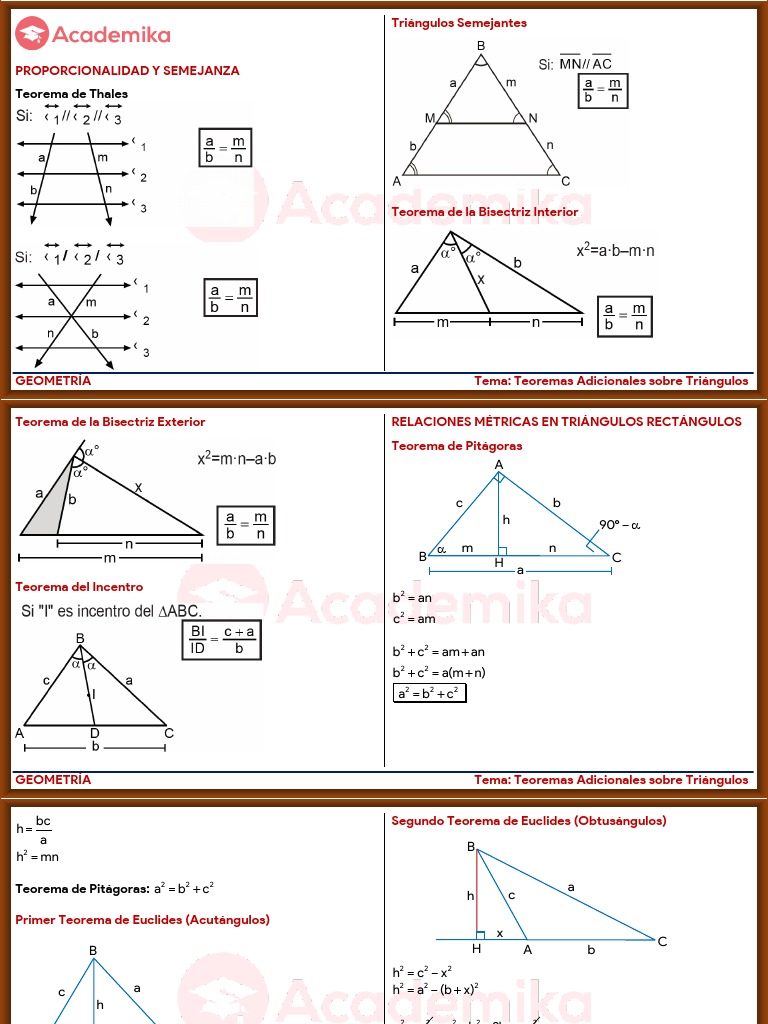 Teoremas Adicionales de Triángulos | PDF | Triángulo | Objetos matemáticos