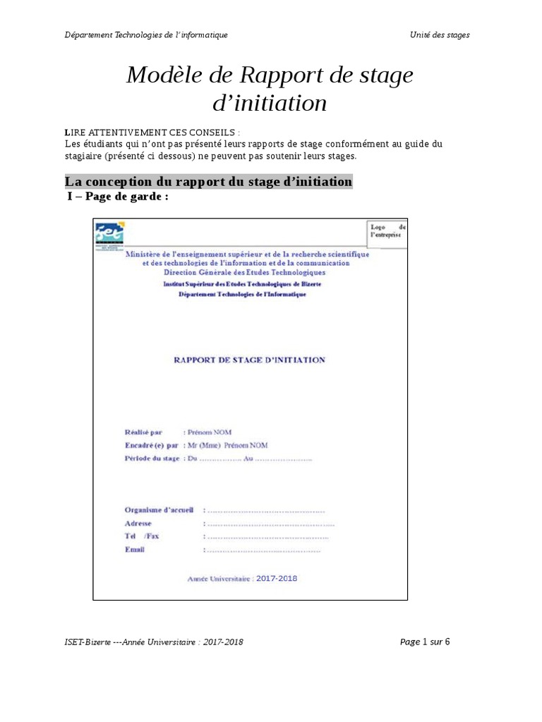 Modèle de Rapport de Stage Informatique | PDF | Informatique | Internet