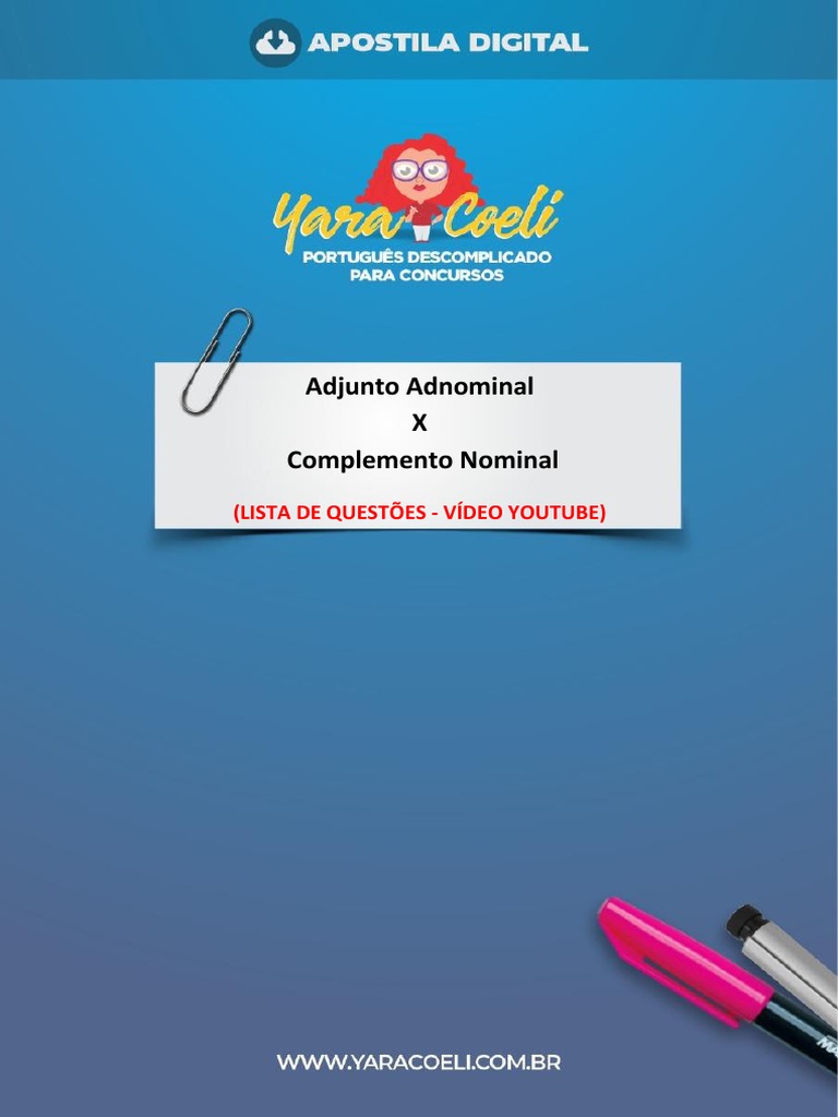 Adjunto Adnominal vs Complemento Nominal | PDF | Linguística | Sintaxe