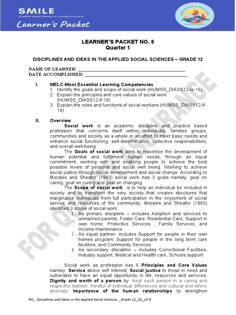 Social work goals scope and roles pdf social work goal