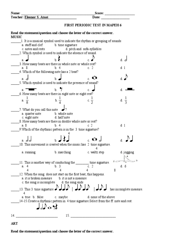 Periodical Test In Mapeh With Tos Pdf