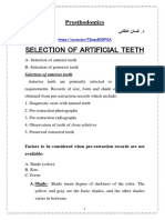 Selection of Artificial Teeth: Prosthodontics