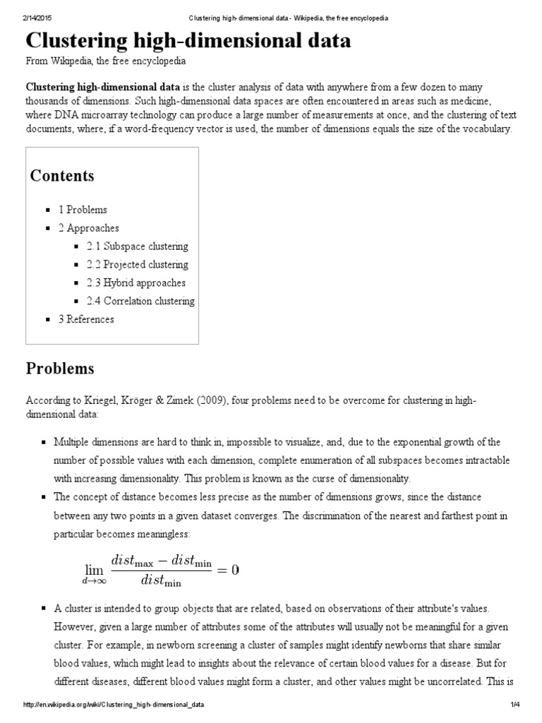 Clustering High Dimensional Data PDF Cluster Analysis Data Analysis