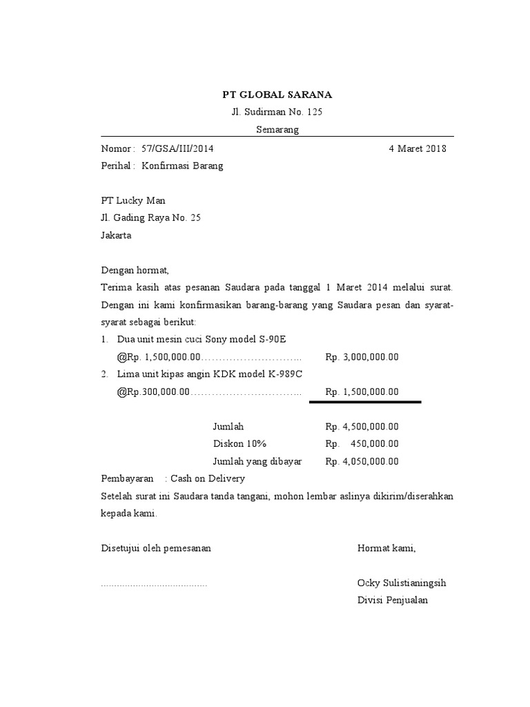 Contoh Surat Masuk Dan Surat Keluar | PDF