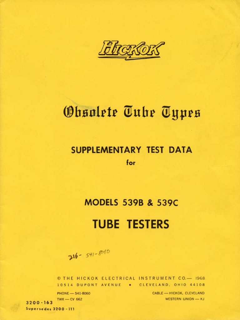 Hickok 534B Dynamic Mutual Conductance Tube Tester Manual
