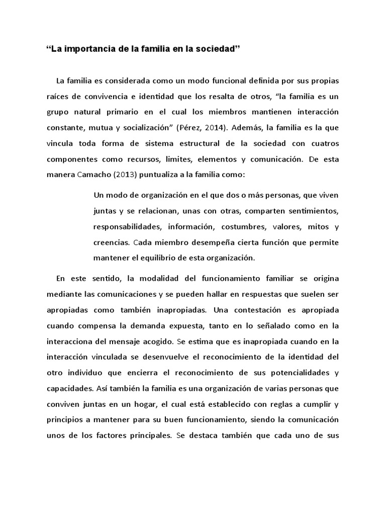 La Importancia de La Familia en La Sociedad | PDF | Familia | Matrimonio