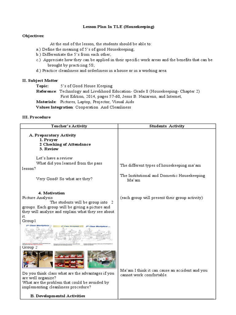 5S Good Housekeeping Lesson Plan | PDF