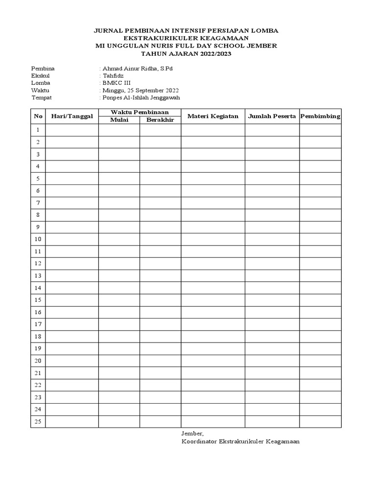 Jurnal Pembinaan Intensif TAHFIDZ | PDF