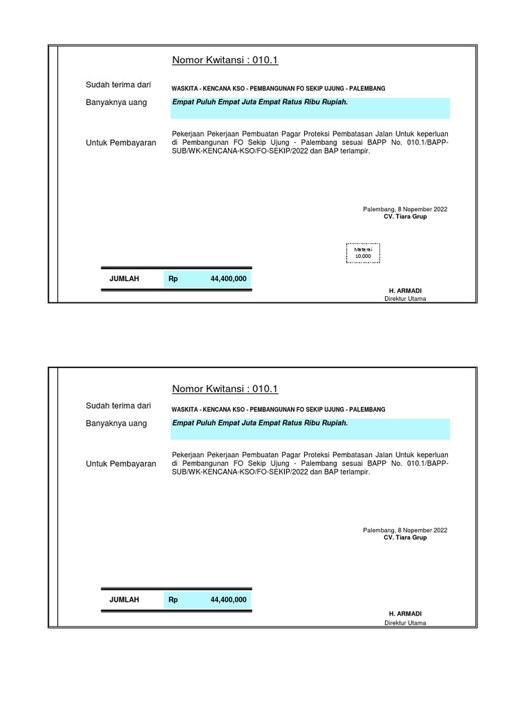 BAP 100 % CV. Tiara Grup - Pagar Proyek | PDF
