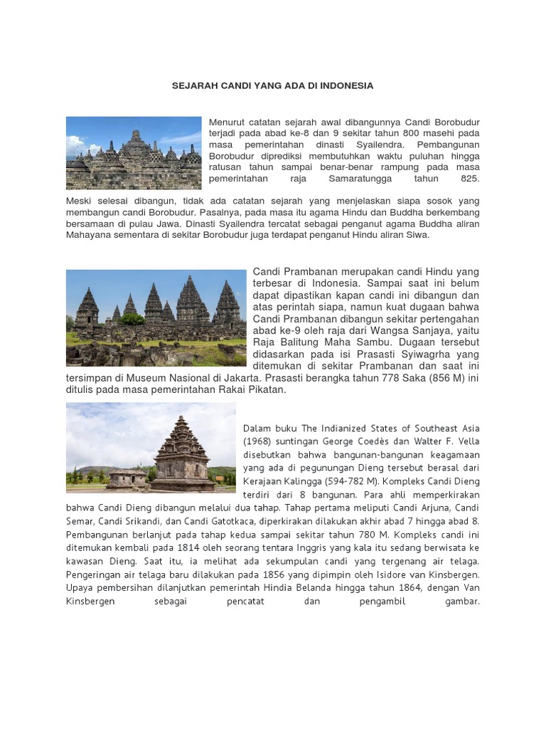 Sejarah Candi Yang Ada Di Indonesia | PDF
