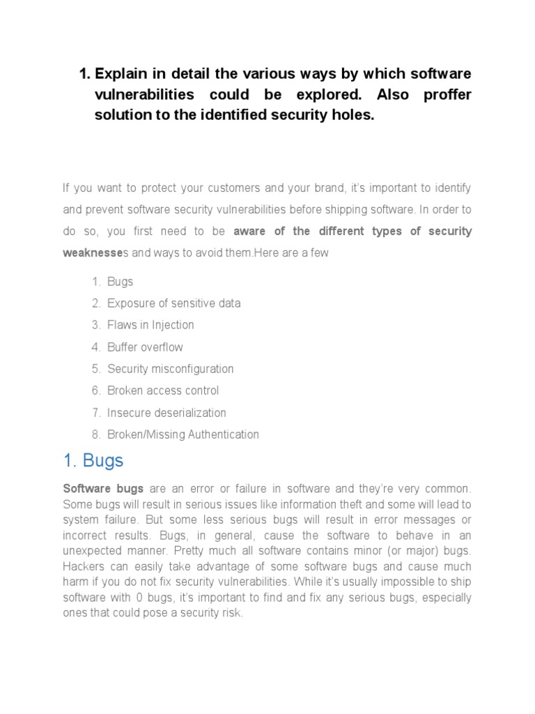 Types of Software Vulnerabilities Explained | PDF | Security | Computer ...