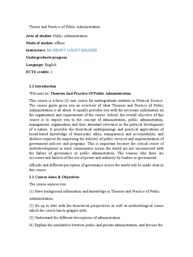 Theories and Practice of Public Administration | PDF | Theory | Leadership