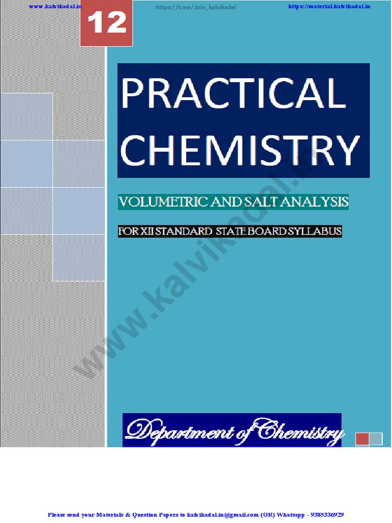 XIIth STD CHEMISTRY (EM) LAB MANUAL PDF PDF Titration Chemistry