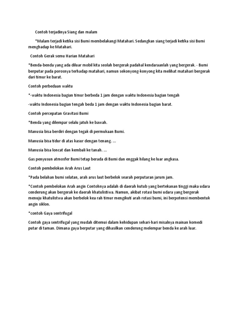 Contoh Terjadinya Siang Dan Malam | PDF